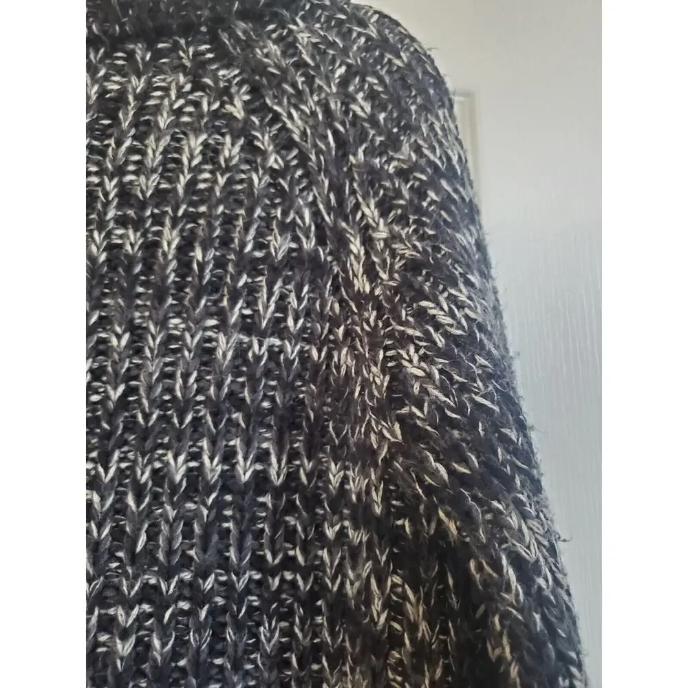 II Sisters Black Grey Shawl Collar Chunky Knit Cardigan Sweater, Women's Large - Picture 10 of 11